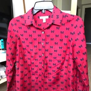 J. Crew bow shirts in watermelon red
